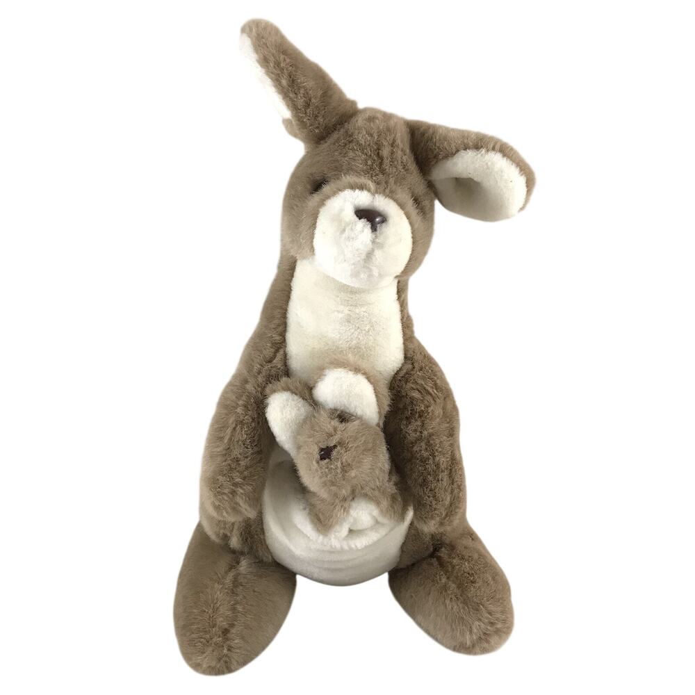 Kangaroo Plush Joey in Pouch Westcliff Collection Vintage 16in Brown White